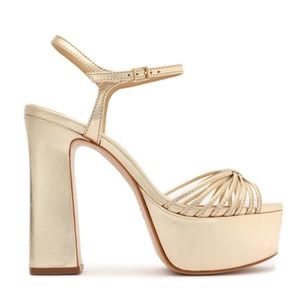 NEW IN BOX - SCHUTZ Yanna Platform Heeled Sandal in Platina (Gold)